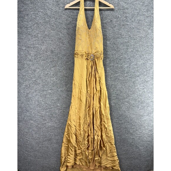 Jovani Dresses & Skirts - Jovani Dress Women 4 Beige Maxi Long Sleeveless Halter Neck Zipper Silk Lined